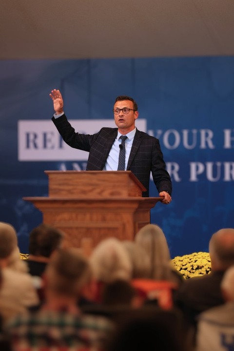 Guest speaker preaching at Franklin Road