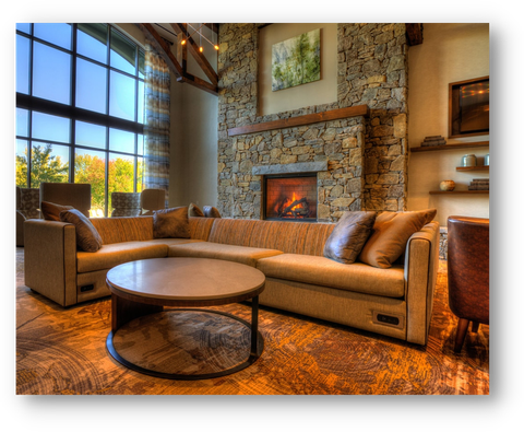 Fireplace lounge at Courtyard Marriott